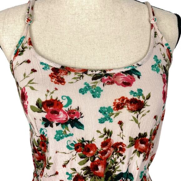 Wet Seal Floral Romper Shorts Spaghetti Strap Pantsuit Cream Red Womens Size Med - Picture 6 of 12